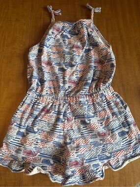 Vineyard Vines Cotton romper red/white/blue Stars and Stripes 4th of July 4T